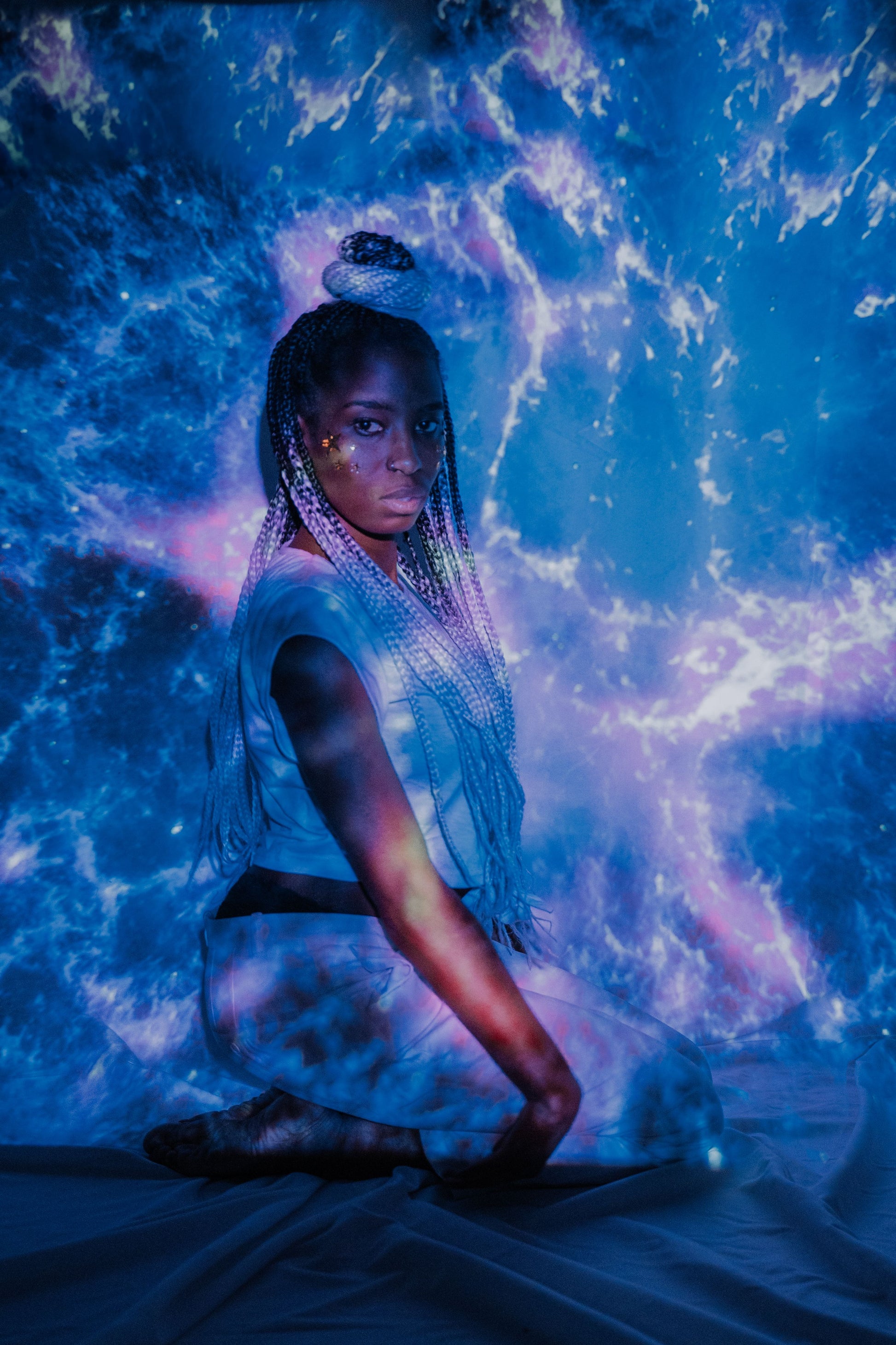 Starry nebula projection creating a celestial ambiance