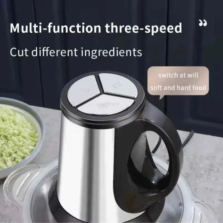 3L Stainless Steel Electric Chopper - 4 Blades, 3 Speeds