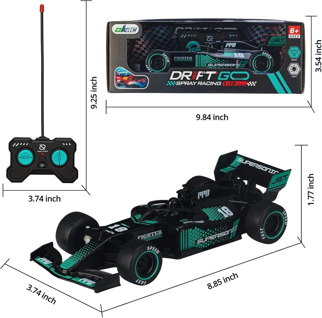F1 Remote Control Spray Racing Car for Boys 4-12 Years – 1:18 Scale