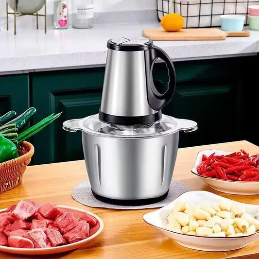 3L Stainless Steel Electric Chopper - 4 Blades, 3 Speeds