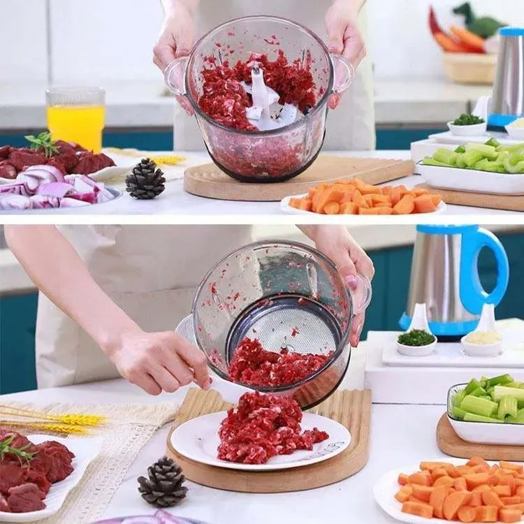 3L Stainless Steel Electric Chopper - 4 Blades, 3 Speeds