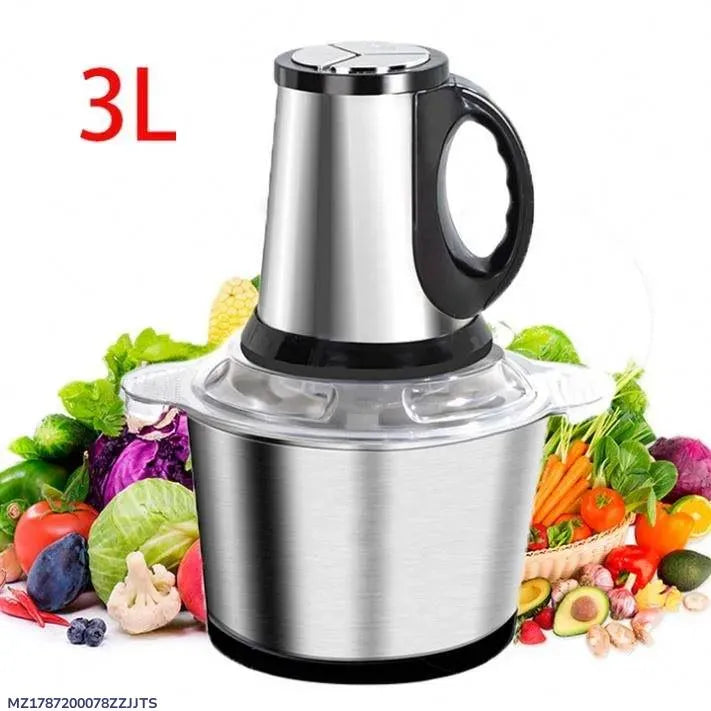 3L Stainless Steel Electric Chopper - 4 Blades, 3 Speeds